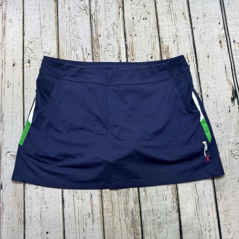 RLX Ralph Lauren Skort Skirt Womens XL? Blue Golf Athletic Stretch Pockets Lined - Picture 1 of 7